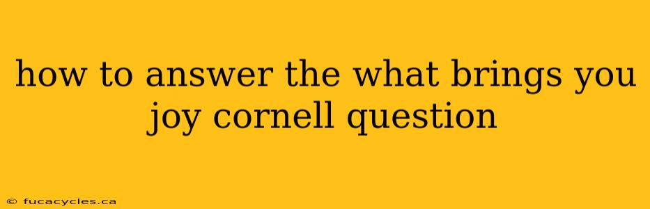 how to answer the what brings you joy cornell question