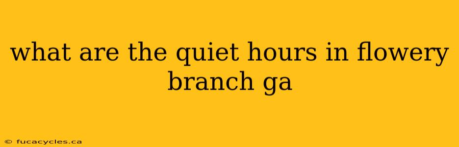 what are the quiet hours in flowery branch ga