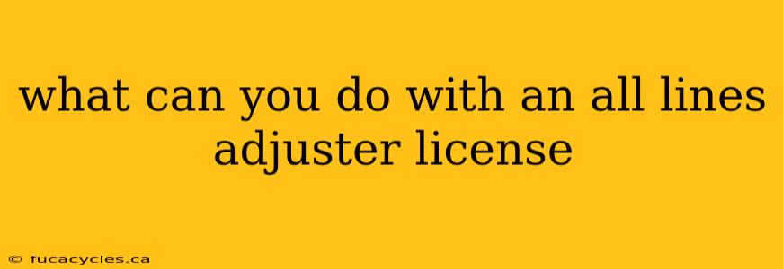 what can you do with an all lines adjuster license