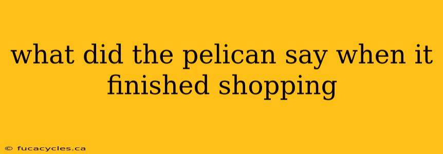 what did the pelican say when it finished shopping