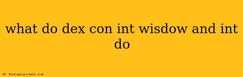 what do dex con int wisdow and int do