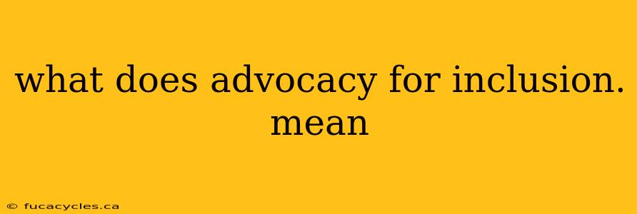 what does advocacy for inclusion. mean