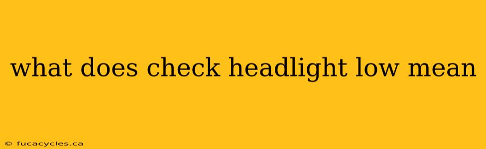 what does check headlight low mean