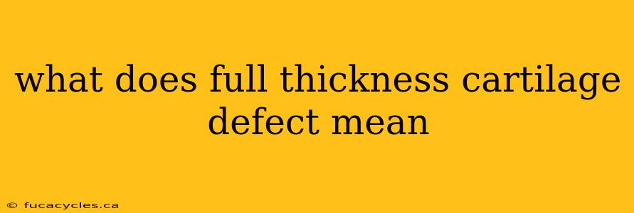 what does full thickness cartilage defect mean