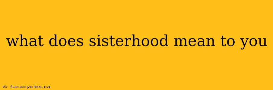 what does sisterhood mean to you