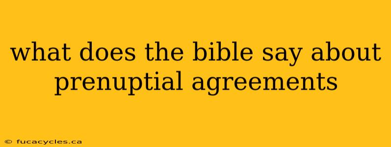 what does the bible say about prenuptial agreements