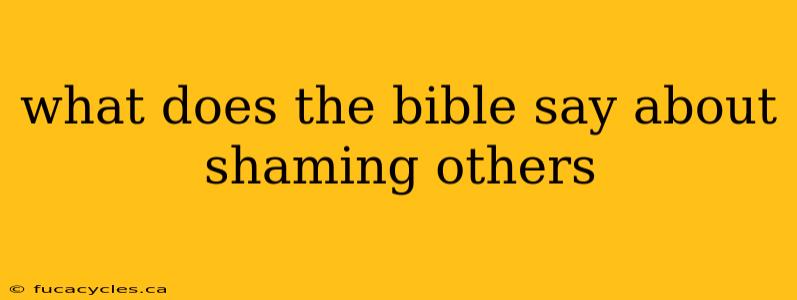 what does the bible say about shaming others