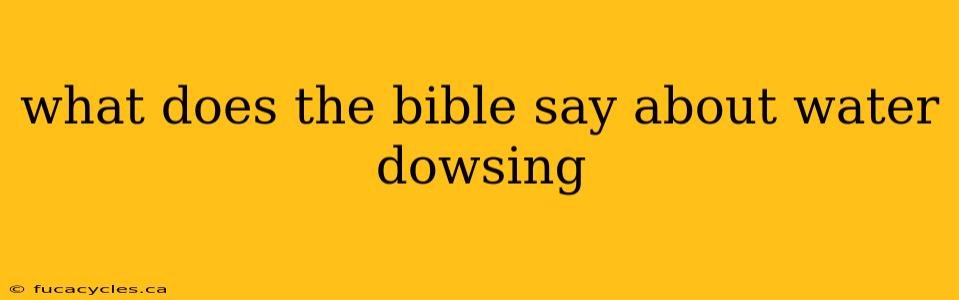 what does the bible say about water dowsing