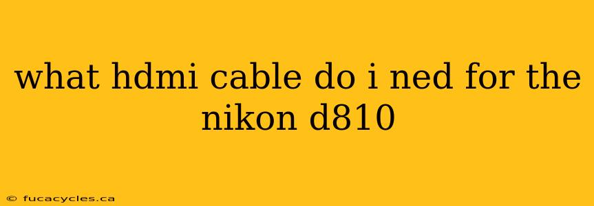 what hdmi cable do i ned for the nikon d810