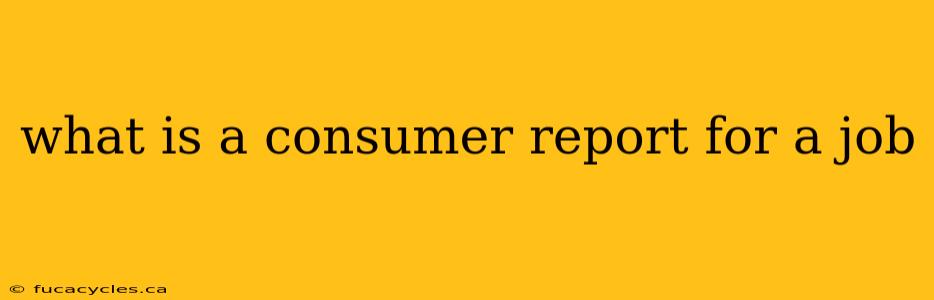 what is a consumer report for a job