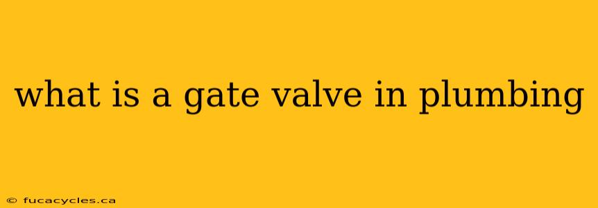 what is a gate valve in plumbing