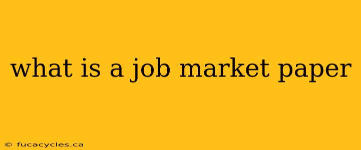 what is a job market paper