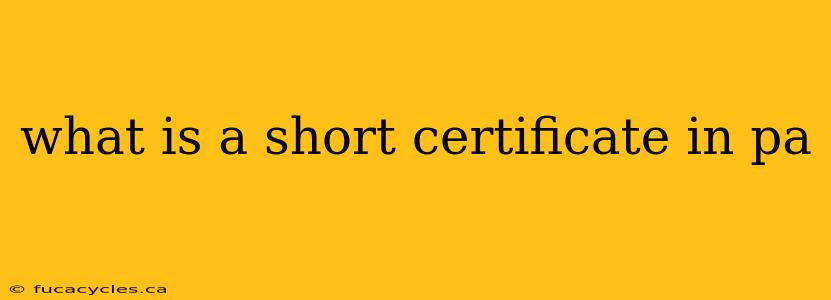 what is a short certificate in pa