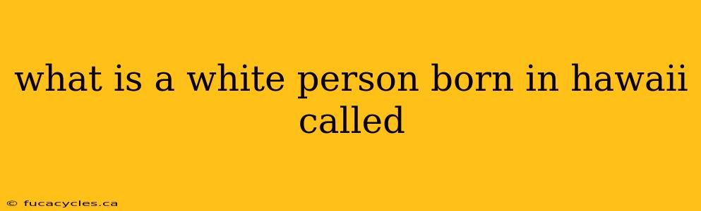 what is a white person born in hawaii called