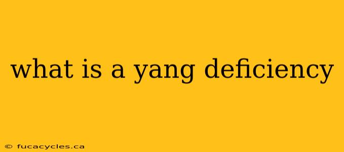 what is a yang deficiency