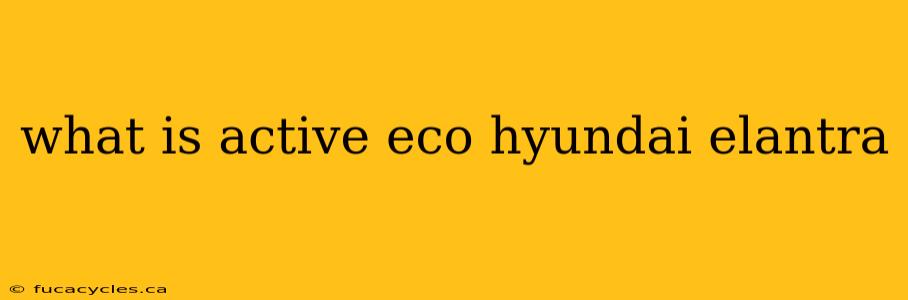 what is active eco hyundai elantra