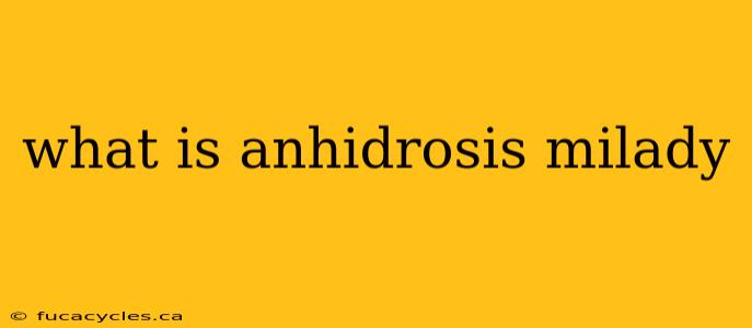 what is anhidrosis milady