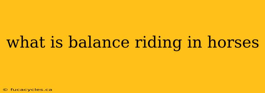 what is balance riding in horses