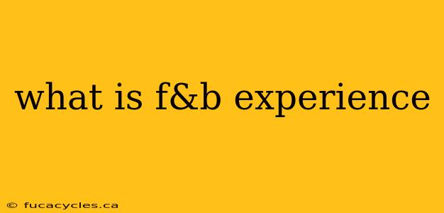 what is f&b experience