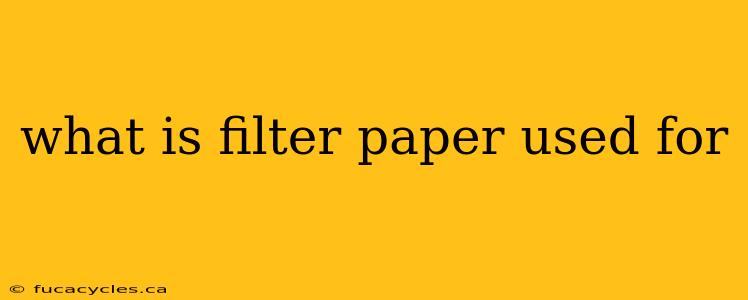 what is filter paper used for