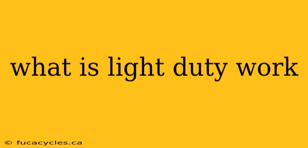 what is light duty work