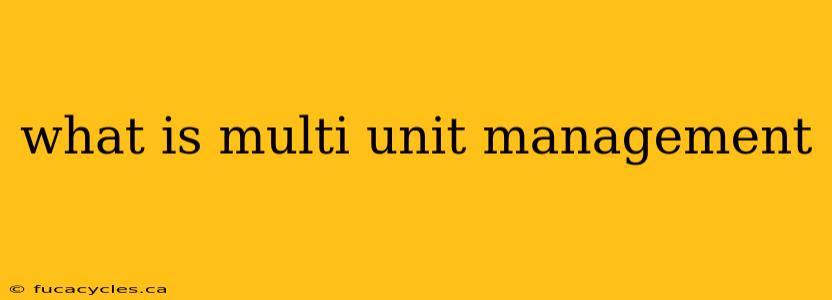 what is multi unit management