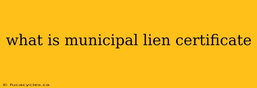 what is municipal lien certificate