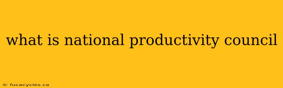 what is national productivity council