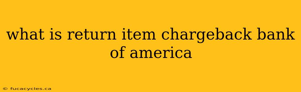 what is return item chargeback bank of america