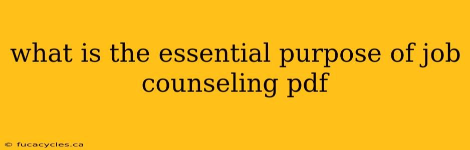 what is the essential purpose of job counseling pdf