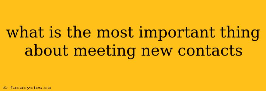 what is the most important thing about meeting new contacts