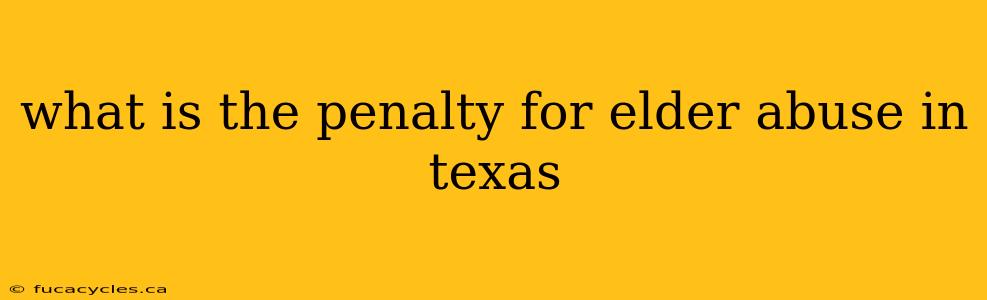 what is the penalty for elder abuse in texas