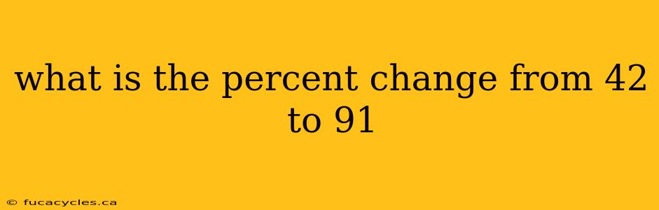 what is the percent change from 42 to 91