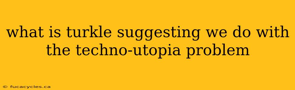 what is turkle suggesting we do with the techno-utopia problem