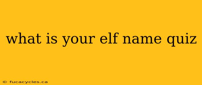 what is your elf name quiz