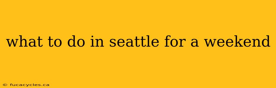 what to do in seattle for a weekend