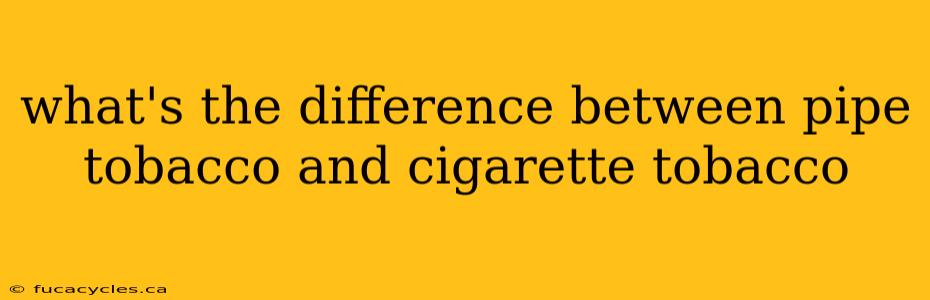 what's the difference between pipe tobacco and cigarette tobacco